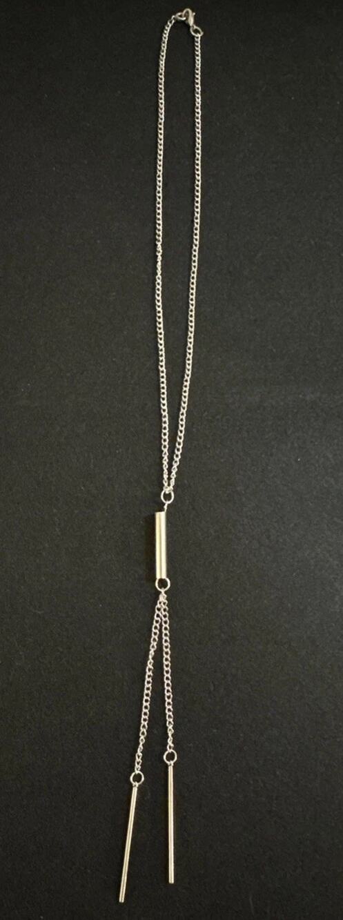 Unbranded Necklace Tone Bar Lariat Dainty Minimalist Layering Silver Mini 17"